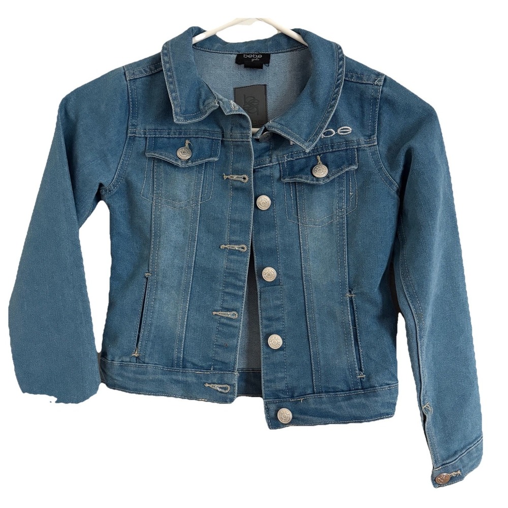 Bebe Girls Button up Blue Jean Denim Jacket size S (7/8) Lightweight